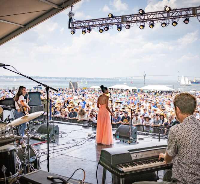 Allison Russell performing at the 2021 Newport Folk Festival.
