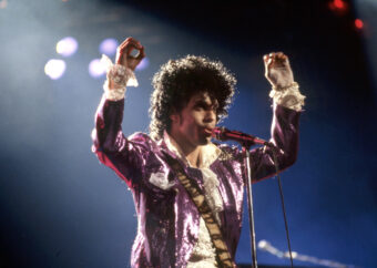 Prince onstage during the Purple Rain Tour, November 4, 1984, at the Joe Louis Arena in Detroit. (Credit: Ross Marino/Getty Images)