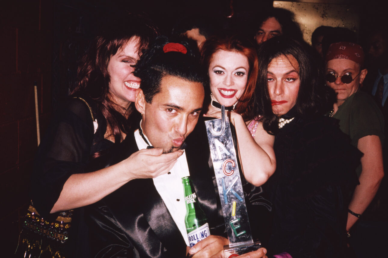Deborah Harry, Johnny Dynell, Lady Miss Kier from Deee-Lite, and Clark Render, NYC February 1992. (Credit: Patrick McMullan/Getty Images)