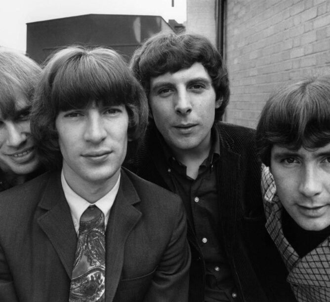 The Troggs in London, July 8, 1966. From left, Chris Britton, Ronnie Bond, Pete Staples, and lead singer Reg Presley. (Credit: Ivan Keeman/Redferns)