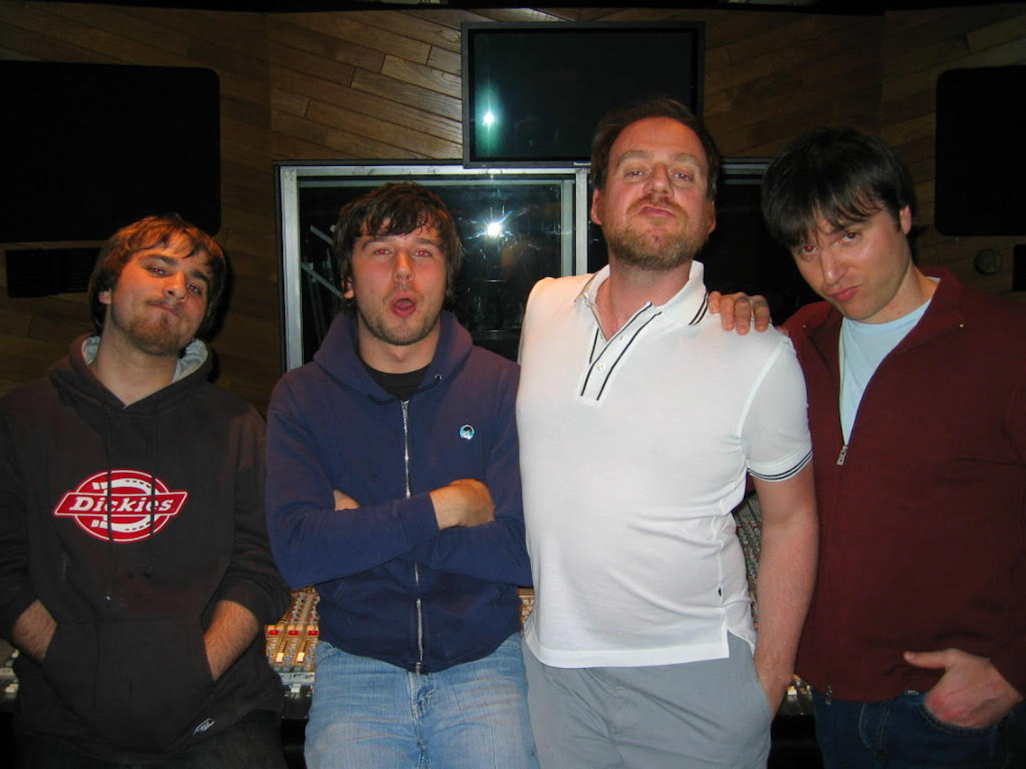 Coby Linder, Max Bemis, Tim O'Heir, and Stephen Trask at American Studios in North Hollywood where they mixed '...Is a Real Boy.' (Photo courtesy of Tim O'Heir)