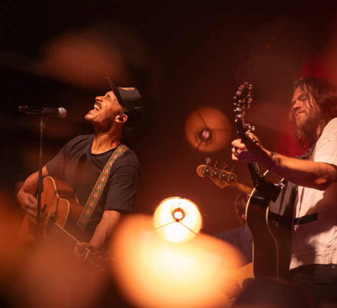 The Fray's Joe King and Dave Welsh onstage at the Fox Theatre in Boulder in July. (Credit: Allister Ann)