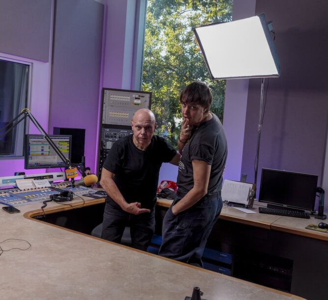 Julian Casablancas with Matt Pinfield in the SoCal Sound studio (Credit: Matt Blake)