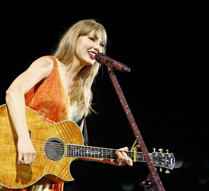 Taylor Swift performs onstage during "Taylor Swift | The Eras Tour" at Rogers Centre on November 14, 2024 in Toronto, Ontario.