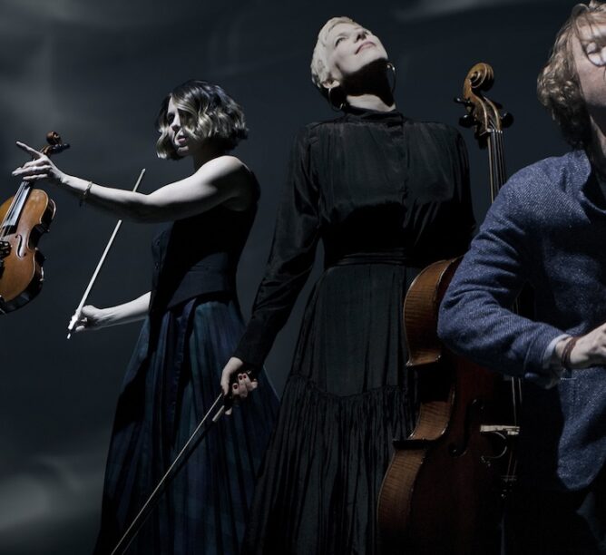 Sarah Neufeld, Rebecca Foon, and Richard Reed Parry (Credit: Steven Sebring)