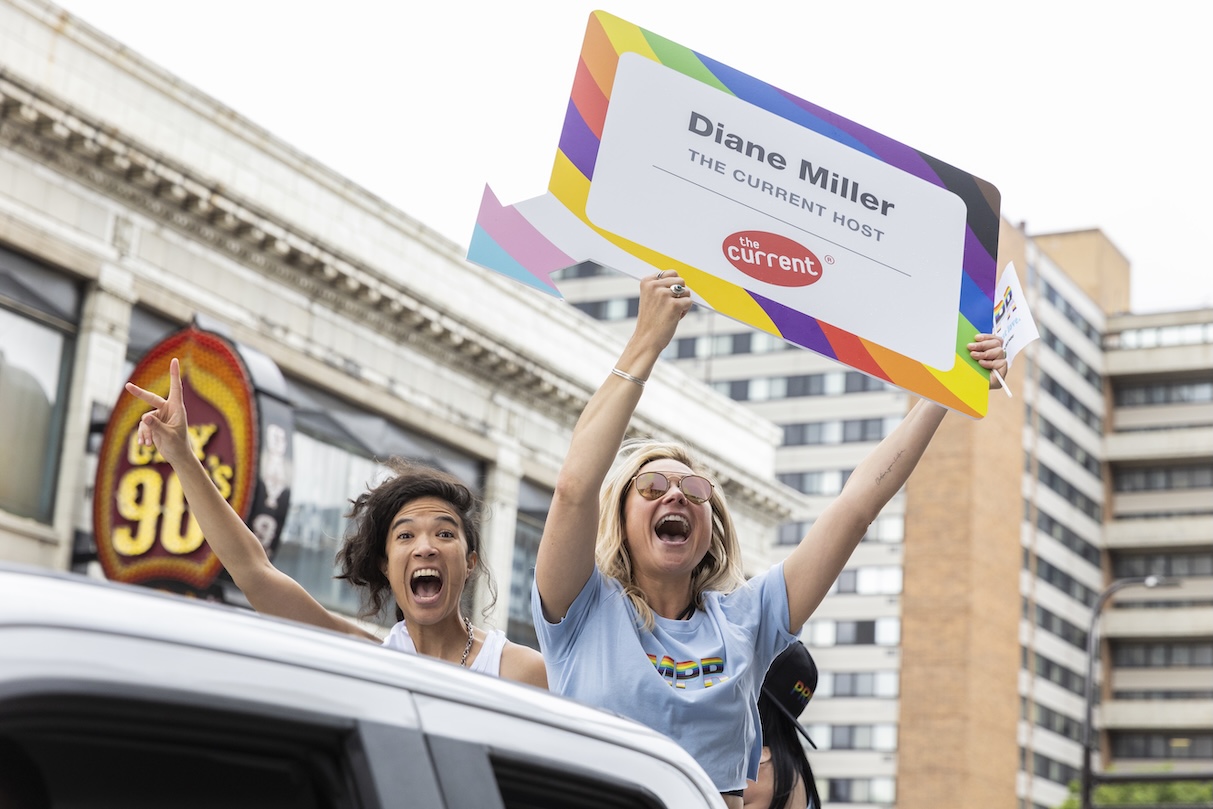 (Diane Miller, host of the Local Show at Pride 2023 (CreditL Liam Doyle for MPR)