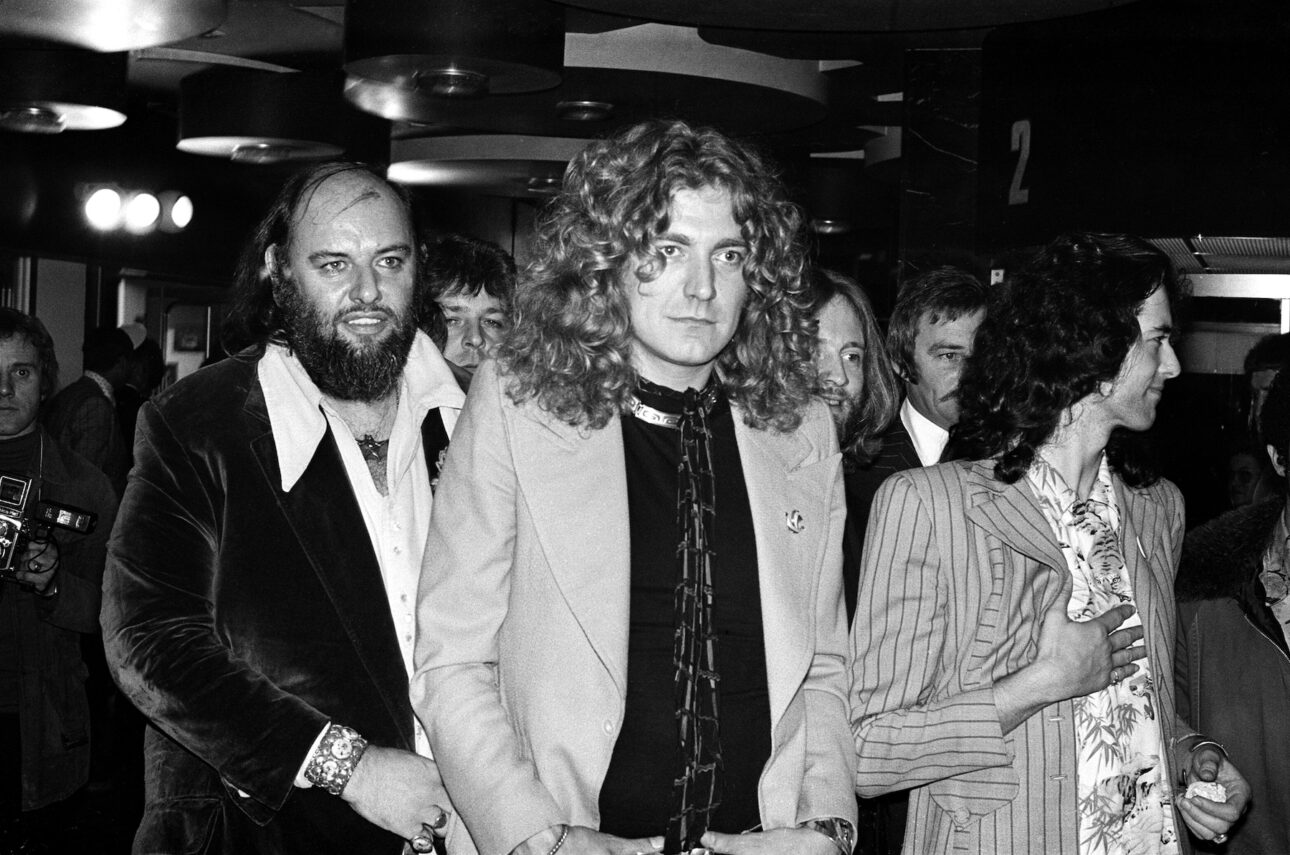 Led Zeppelin at the U.K. premier of the concert film 'The Song Remains The Same' in 1976. (Credit: G Morris/Mirrorpix/Getty Images)