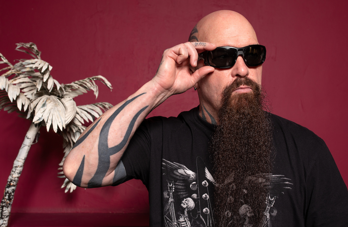 Back in Los Angeles, Kerry King at the Fonda Theatre, hours before his headline set at the Hollywood venue. It was the second-to-last show in the first leg of his first headline tour as a solo artist. His former band Slayer originally came out of the L.A. metal scene of the 1980s. The guitarist is now based in New York City. (Credit: Steve Appleford)