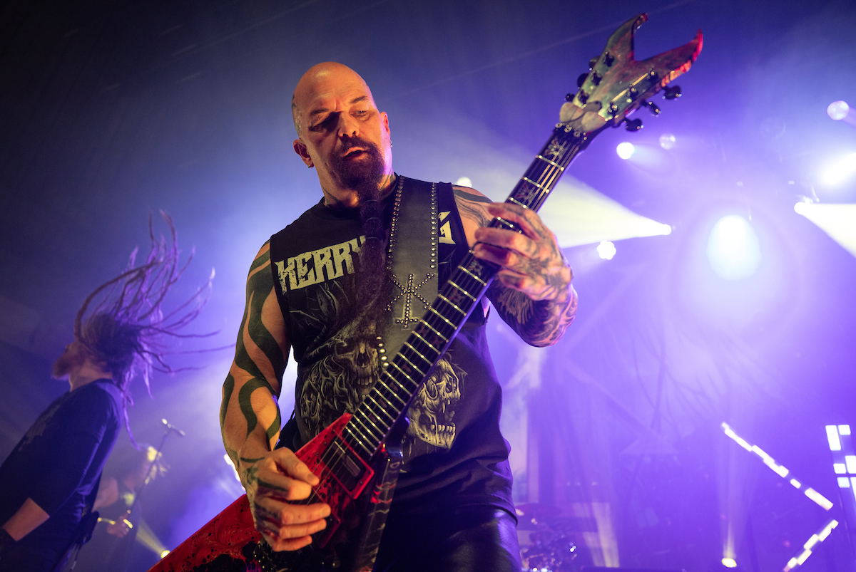 Kerry King onstage at the Fonda Theatre, during his headline set at the Hollywood venue. It was the second-to-last show in the first leg of his first headline tour as a solo artist. His former band Slayer originally came out of the L.A. metal scene of the 1980s. (Credit: Steve Appleford)