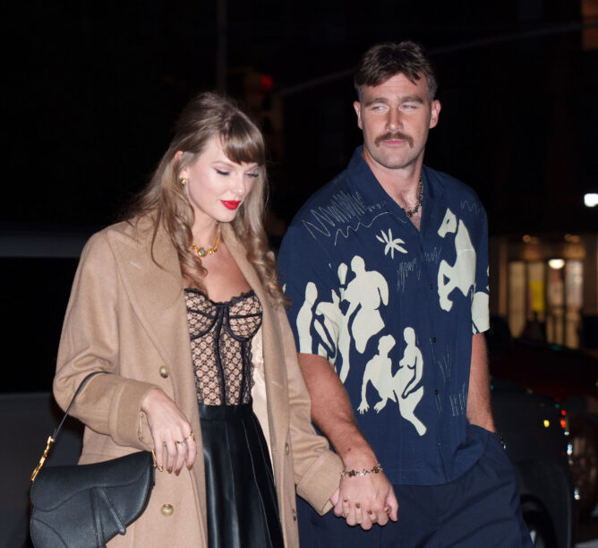Taylor Swift and Travis Kelce on a date in NYC in November 2024.