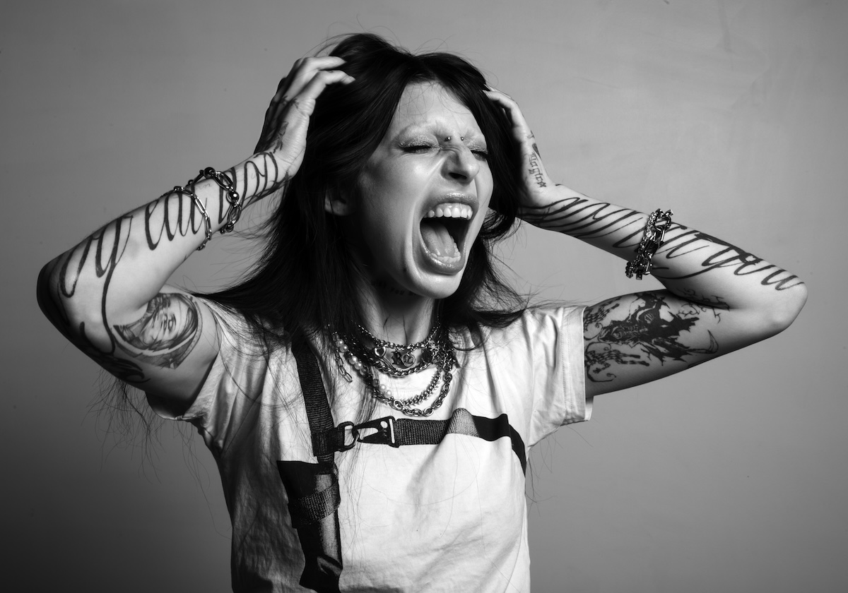 Dark-pop singer DeathbyRomy in mid-scream. She released her debut album, "Hollywood Forever," in 2025, telling stories from the dark side of her hometown of Los Angeles. (All photos by Steve Appleford)