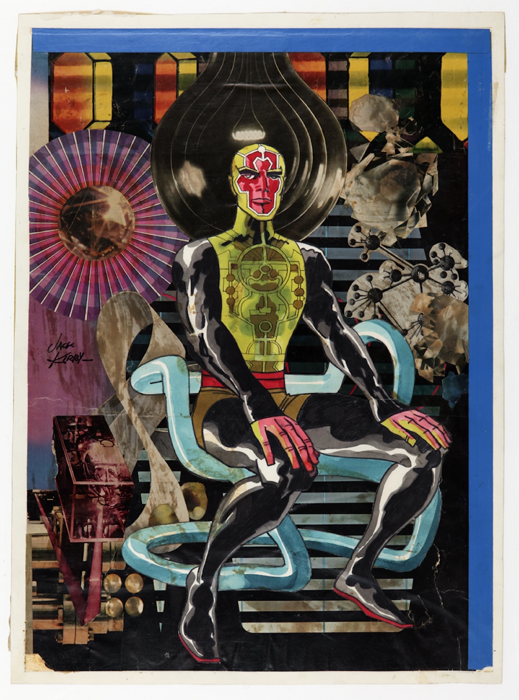 Metron, Unpublished Character Design, Circa 1970, Pencil, Ink, Collage and Watercolor by Jack Kirby, © DC Comics
