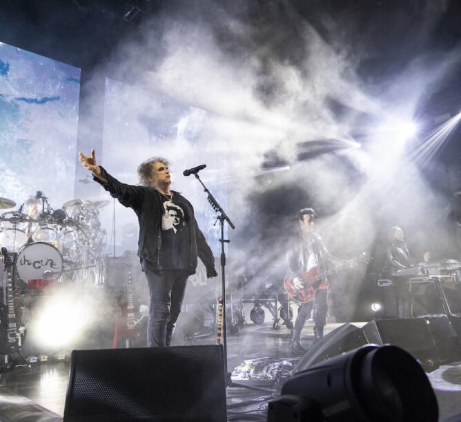Jason Cooper, Robert Smith, Simon Gallup, and Roger O'Donnell of the Cure perform in 2023. (Credit: Scott Legato/Getty Images)