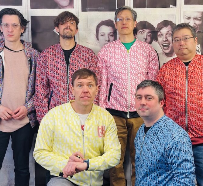 The members of HLLLYH are (back row) Ezra Buchla, Jeff Byron, Dan Chao, and Burt Hashiguchi, (front row) Tim Byron and James Baker. (Credit: HLLLYH)