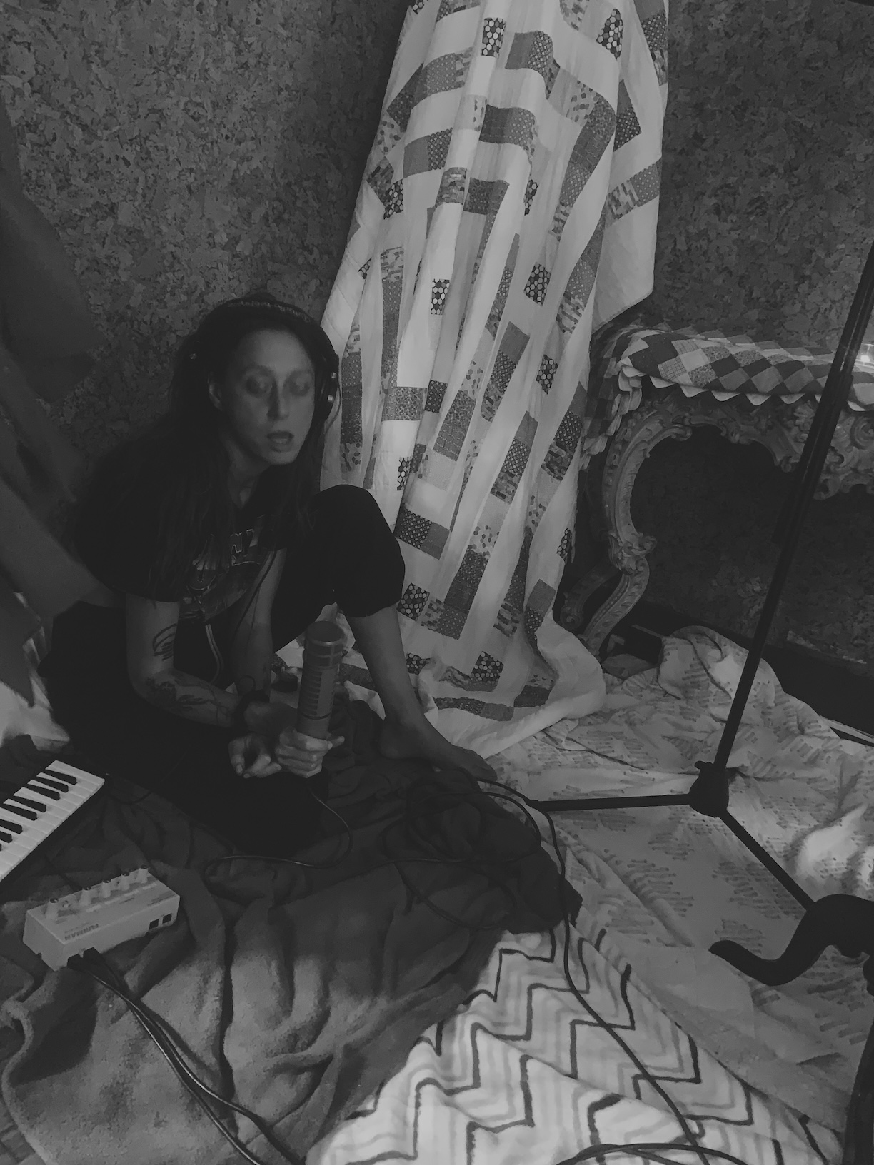 Claire Molek recording inside the Roff House. (Courtesy Friend of a Friend)