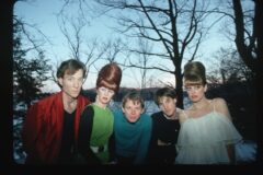 The B-52s from left to right: Fred Schneider (vocals), Kate Pierson (vocals and keyboards), Ricky Wilson (guitar), Keith Strickland (drums), and Cindy Wilson (vocals and guitar). (Credit: Lynn Goldsmith/Corbis/VCG via Getty Images)