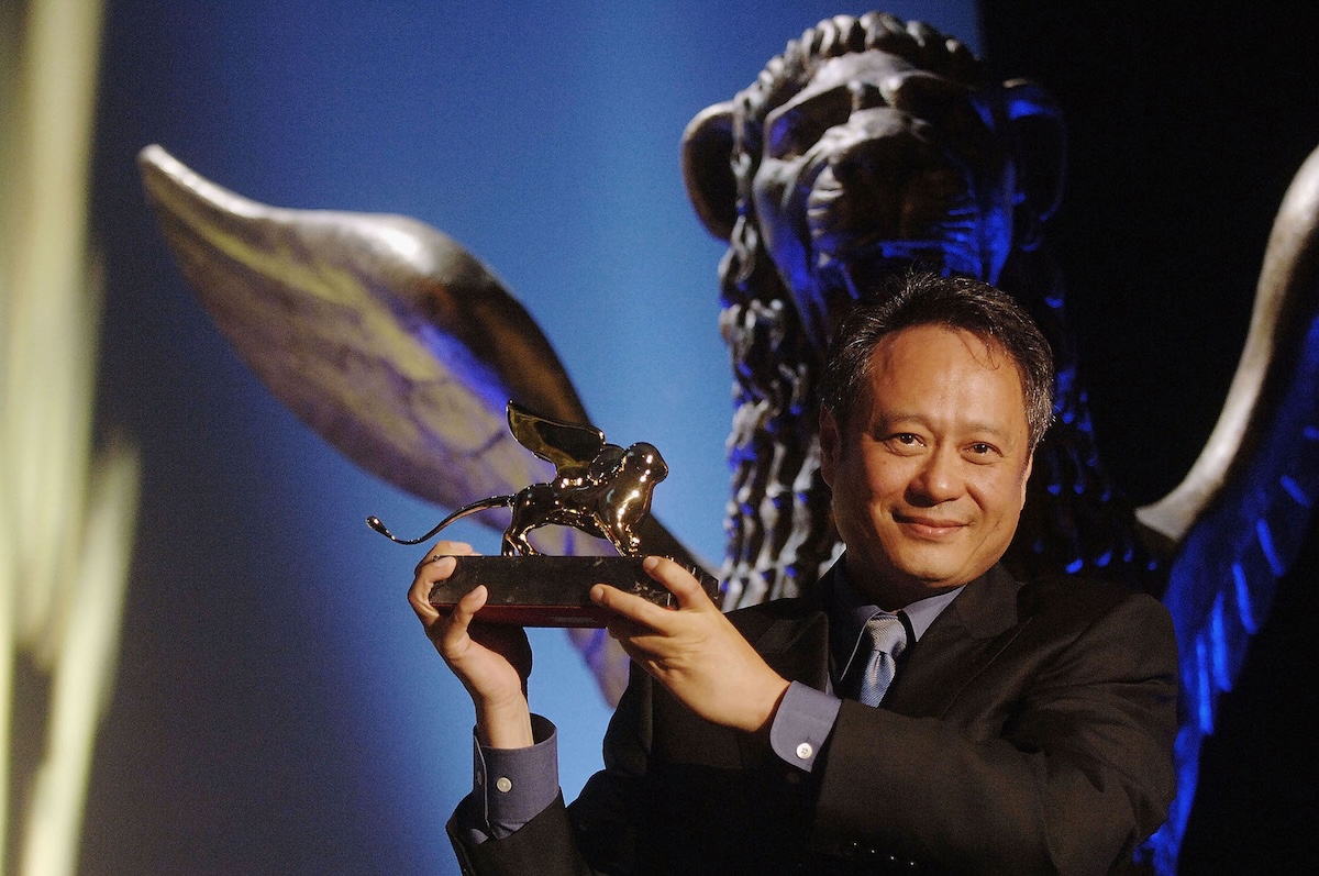 Director Ang Lee showes the Golden Lion Award for best film "Brokeback Mountain" on the final day of the 62nd Venice Film Festival in 2005. (Credit: Franco Origlia/Getty Images)
