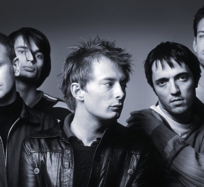 Phil Selway, Jonny Greenwood, Thom Yorke, Colin Greenwood, and Ed O'Brien of Radiohead. (Credit: gie Knaeps)
