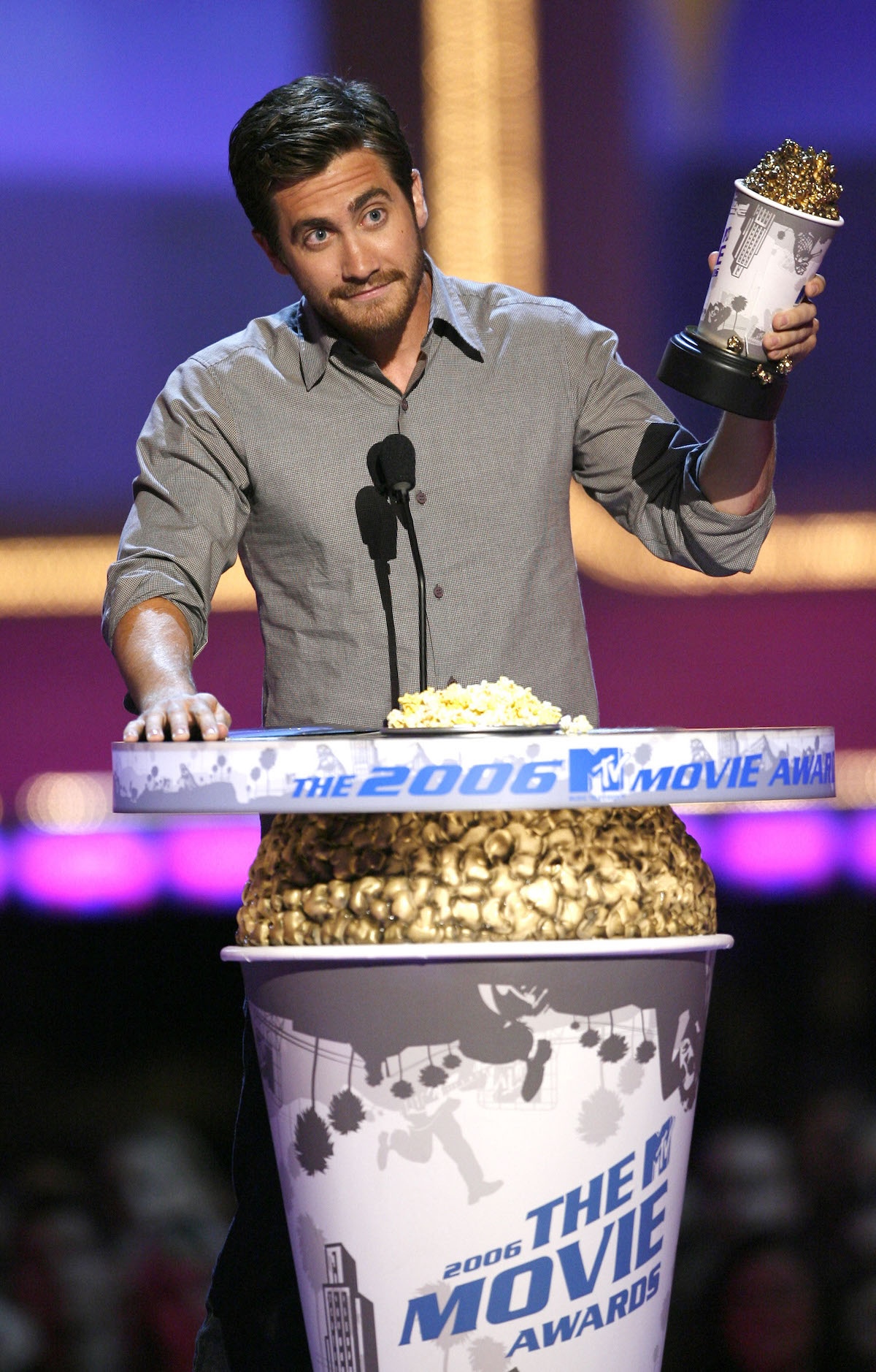 Jake Gyllenhaal, winner (with co-star Heath Ledger) of Best Kiss for 'Brokeback Mountain.' (Credit: Chris Polk/FilmMagic)