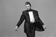 David Bowie on the set of "Jump They Say" in 1993. (Credit: Lester Cohen)