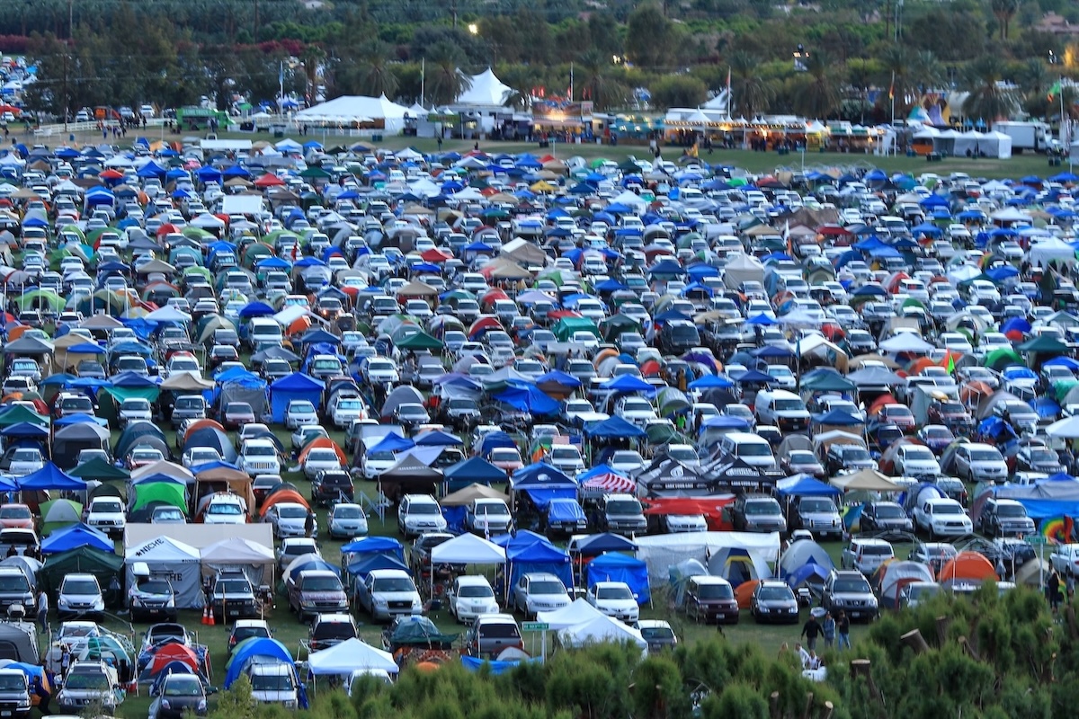 General view of the parking lot from the ferris wheel at the 2012 Coachella Valley Music & Arts Festival. (Credit: Christopher Polk/Getty Images for Coachella)