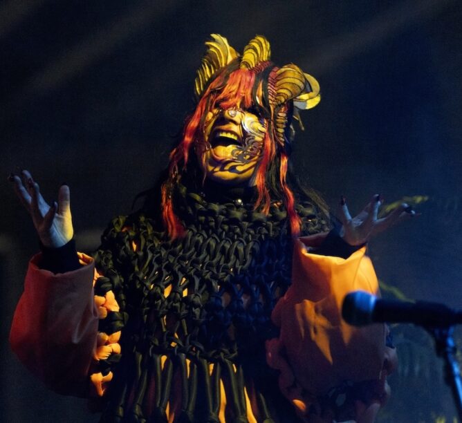 Bjork in New York City, performing a DJ set in 2024. (Credit: Santiago Felipe/Getty Images)