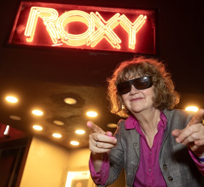 Gina Birch (formerly of the postpunk band the Raincoats) outside the Roxy Theatre in West Hollywood, after her performance during a tour stop behind her new solo album, 'Trouble,' released on Third Man Records. (Credit: Steve Appleford)