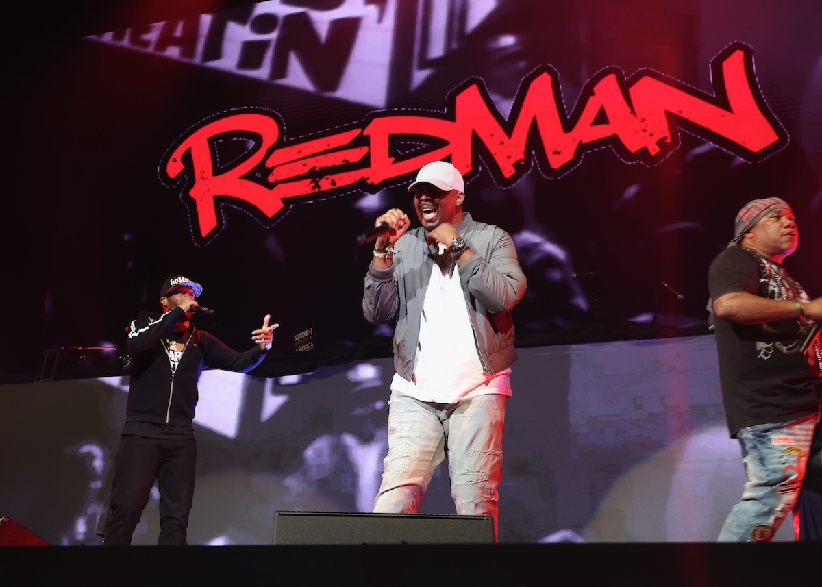 Redman, Erick Sermon, and K-Solo attend the 2025 Rock The Bells Festival on June 28, 2025, in Newark, New Jersey. (Credit: Johnny Nunez/WireImage)