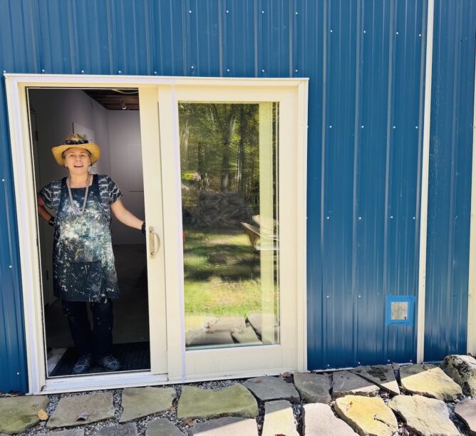 Susan Weinthaler in her Narrowsburg, NY studio. (All photos by Liza Lentini.)