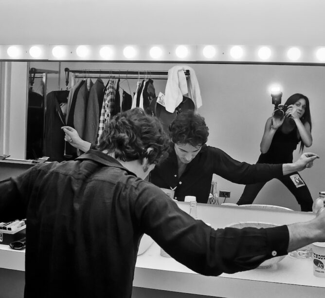Photographer Lynn Goldsmith taking a photo of Bruce Springsteen. (All photos by Lynn Goldsmith)