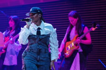 Zuri Appleby, Lindsay Niccs, and Rachel Francis perform at the Passing the Crown 2025 event. (Credit: Lawrence Sumulong)