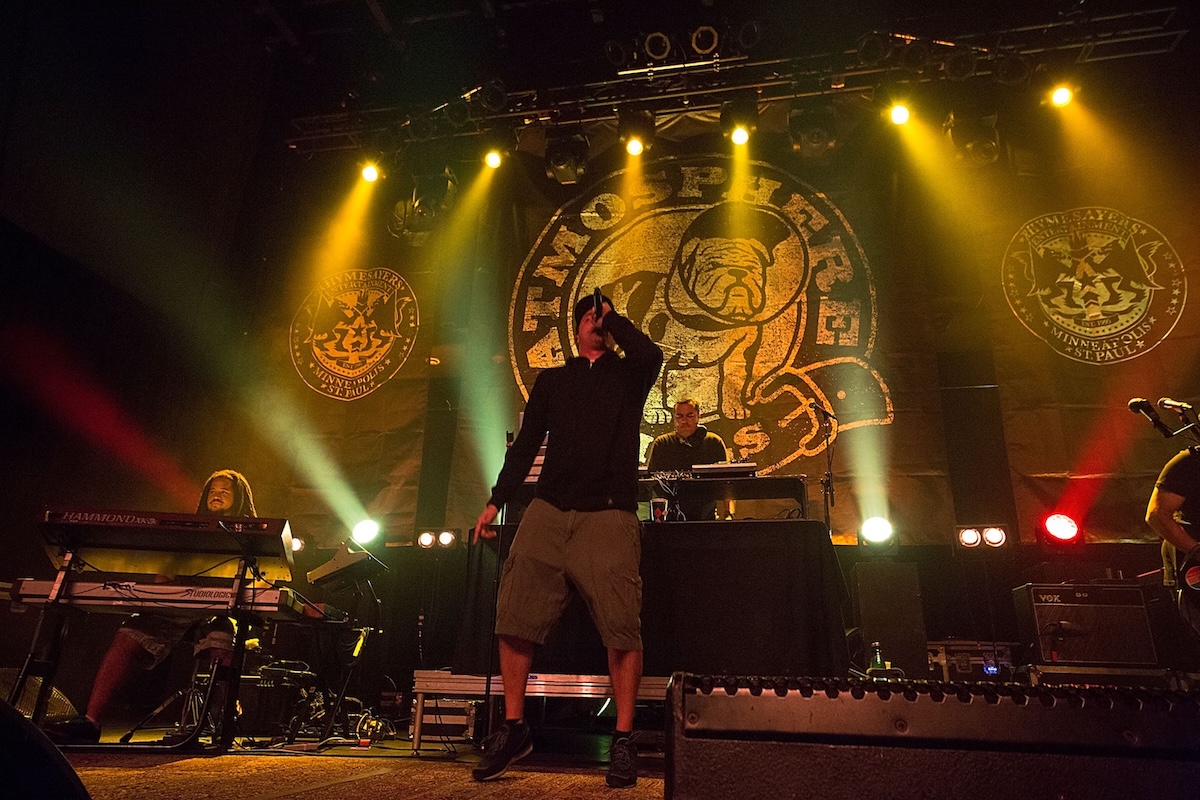 Sean "Slug" Daley and Anthony "Ant" Davis of Atmosphere perform at Emo's East on September 26, 2012, in Austin, Texas. (Credit: Rick Kern/WireImage)