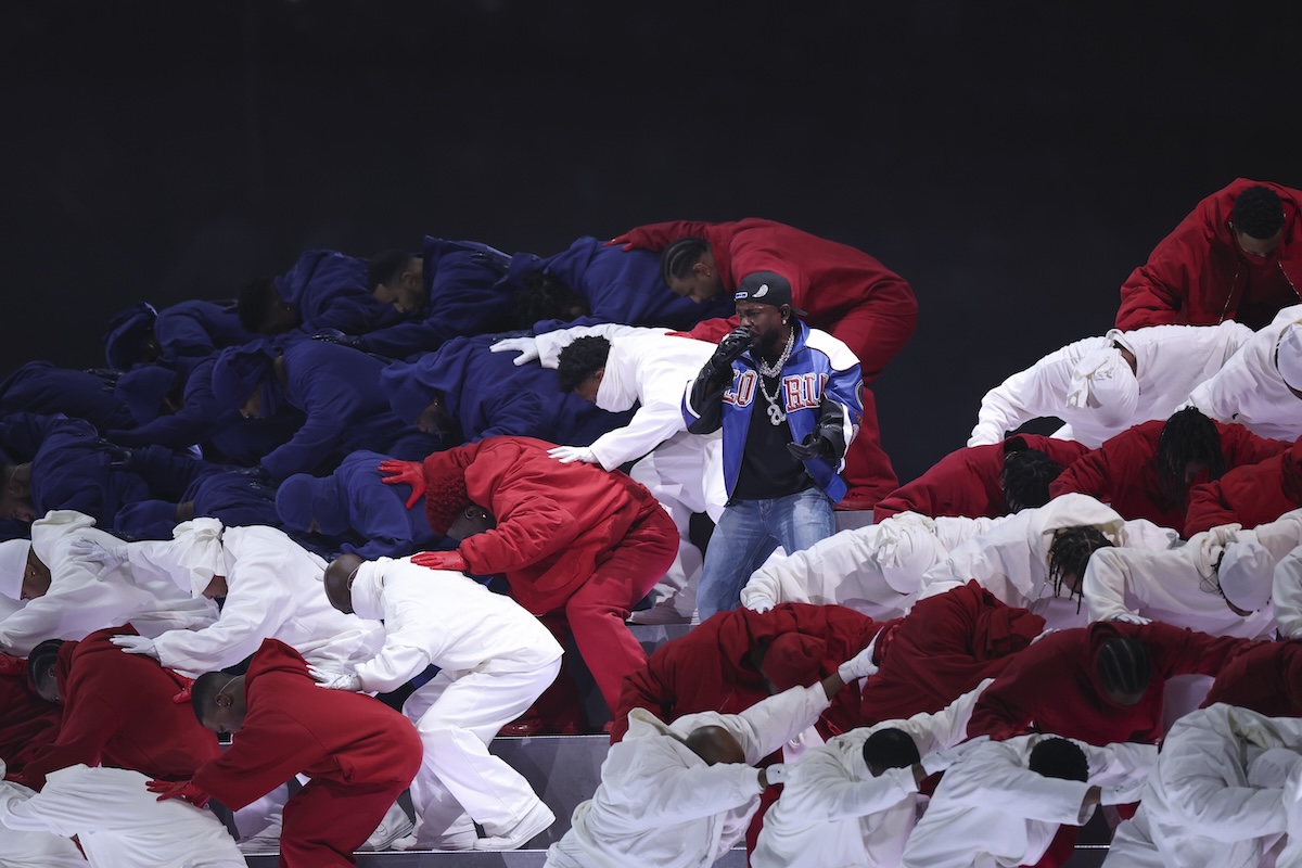 Kendrick Lamar performs on stage during the Apple Music Super Bowl LIX Halftime Show at Caesars Superdome in 2025. (Credit: Kara Durrette/Getty Images)