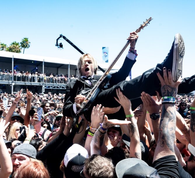 Jordy Sommer performs in the crowd during the Vans Warped Tour in 2025 in Long Beach, California. (Credit: Scott Dudelson/Getty Images)