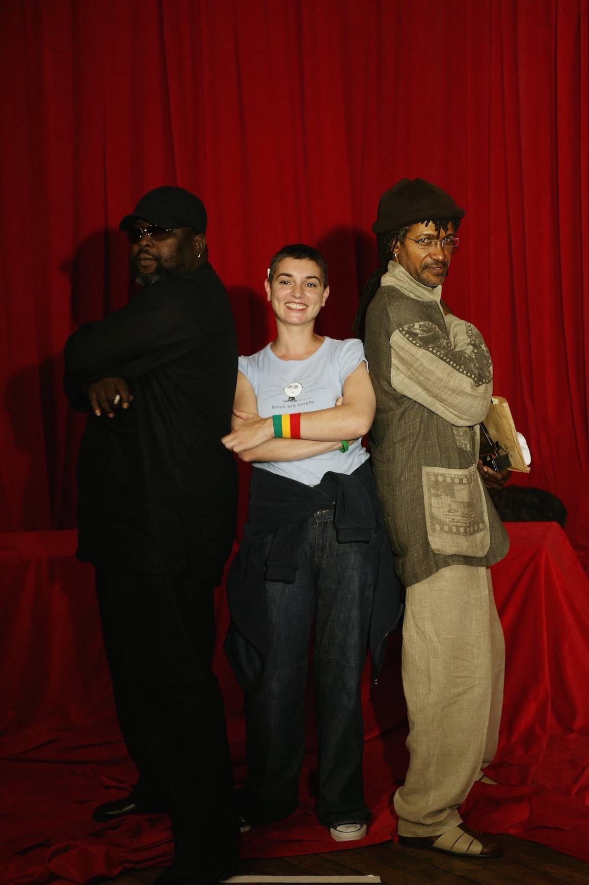 Robbie Shakespeare, Sinead O'Connor, and Sly Dunbar. (Credit: Mick Hutson/Redferns)