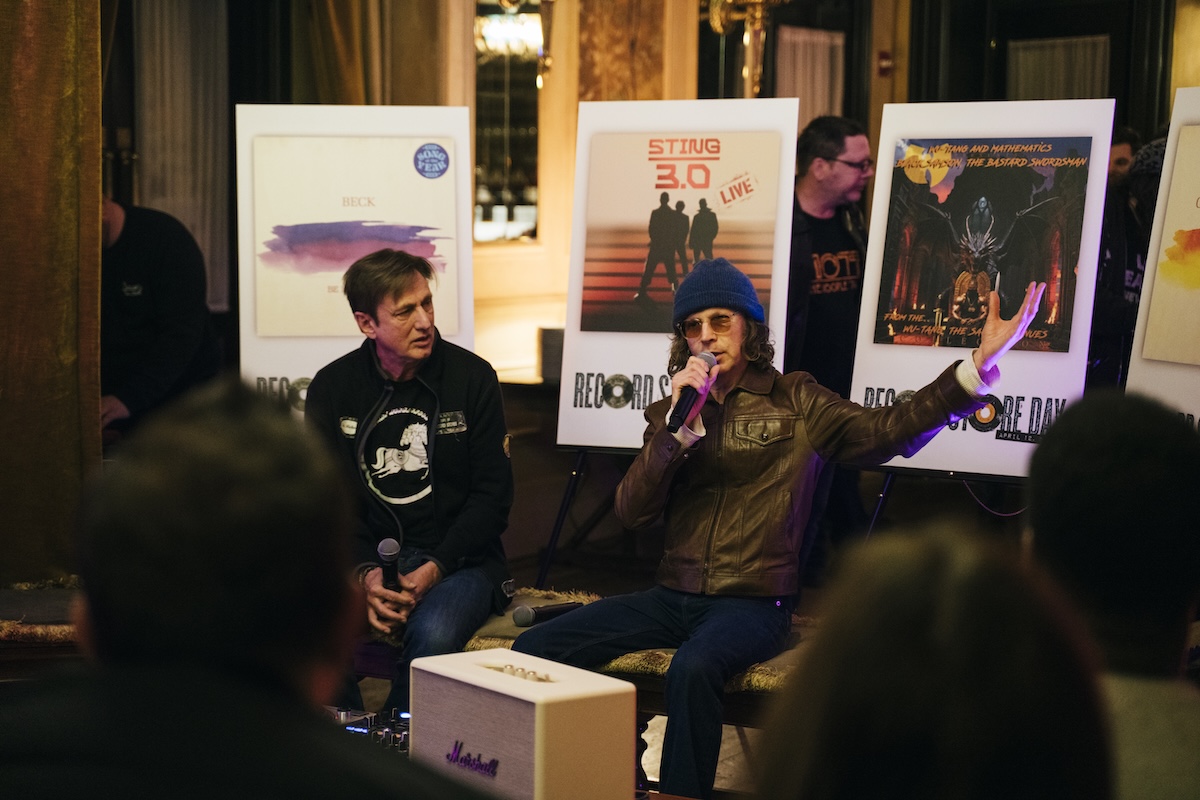 Michael Kurtz with Beck during the Record Store Day List Launch 2025. (Courtesy of Record Store Day)