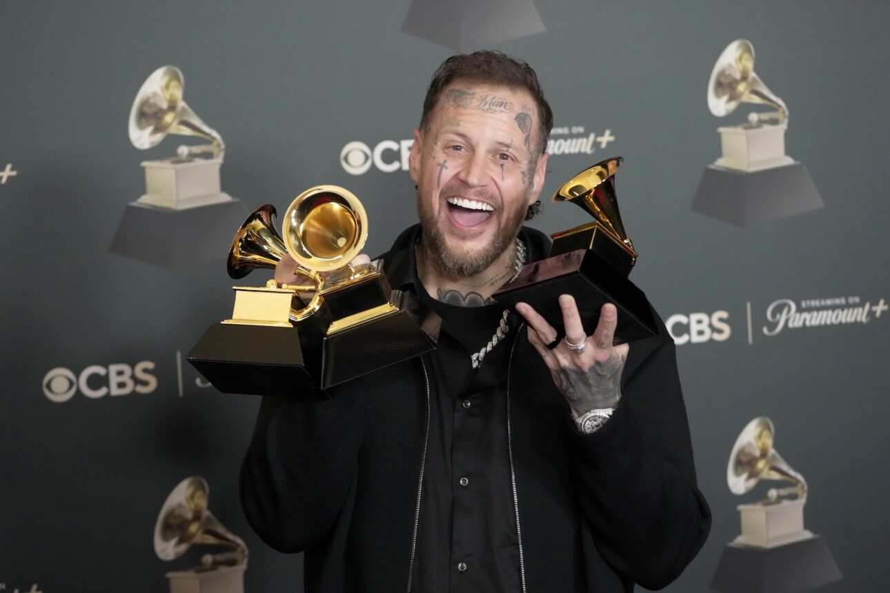 Jelly Roll, winner of Best Country Duo/Group Performance for "Amen," Best Contemporary Country Album for "Beautifully Broken," and Best Contemporary Christian Music Performance/Song for "Hard Fought Hallelujah," poses in he press room during the 68th GRAMMY Awards at Crypto.com Arena on February 1, 2026 in Los Angeles, California. (Credit: Jeff Kravitz/FilmMagic)