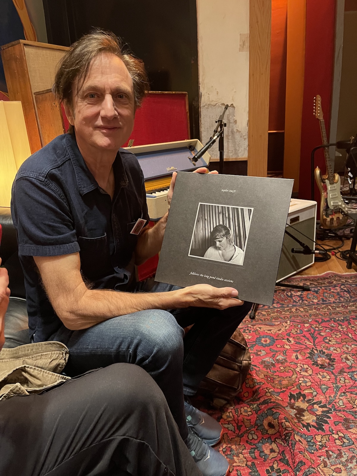 Michael Kurtz  holding up the Taylor Swift Record Store Day release on February 16, 2022. (Courtesy of Record Store Day)