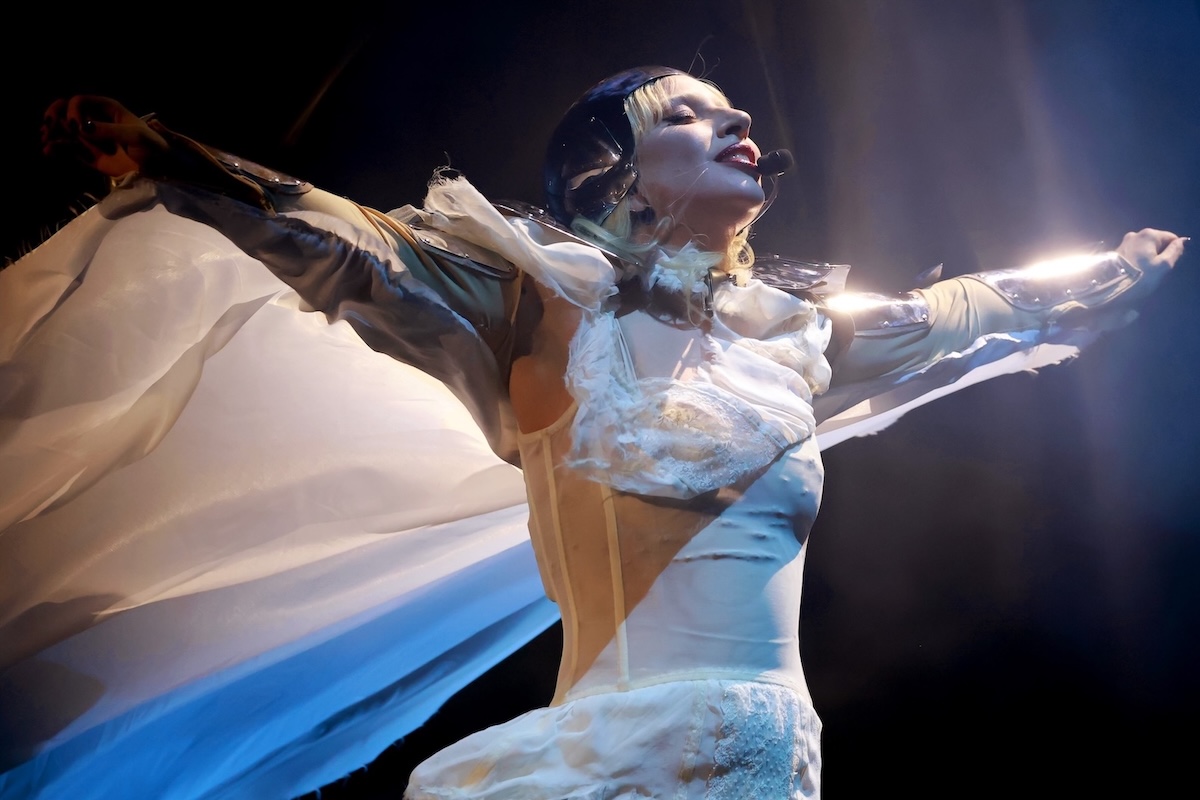 Lady Gaga performs at the Coachella Stage during the 2025 Coachella Valley Music and Arts Festival on April 11, 2025, in Indio, California. (Credit: Kevin Mazur/Getty Images for Coachella)