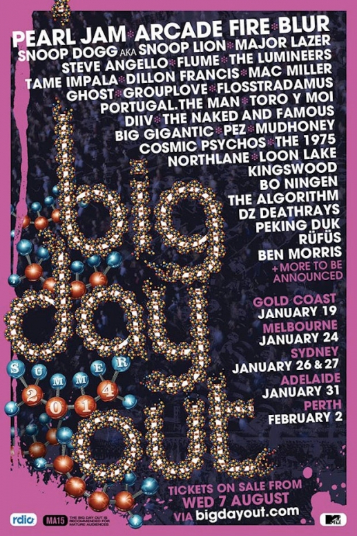 Big Day Out lineup dates tickets arcade fire pearl jam blur