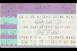 Ticket stub from Adam Sandler's show at The Strand, Redondo Beach, 1993 / Photo by wristbanddiaries.blogspot.com