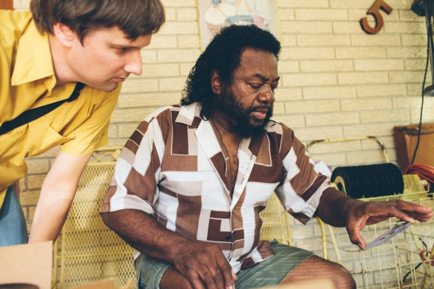 Ken Shipley and Louis Dunn on Dunn's patio. (Photo by Daymon Gardner)