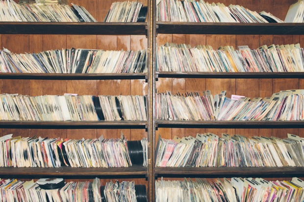 Shelves of 45s at the Rock Shop (Photo by Daymon Gardner)