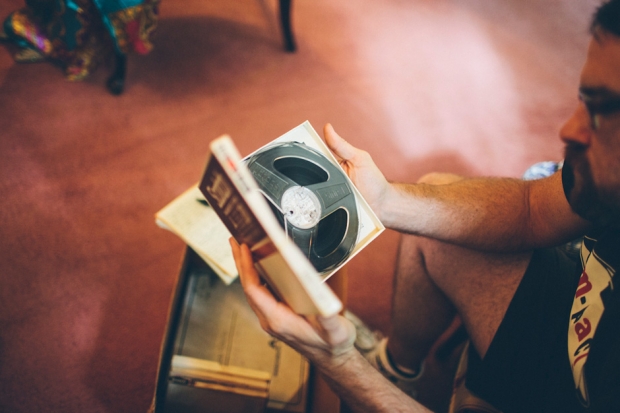 Rob Sevier inspects a Smith master tape. (Photo by Daymon Gardner)