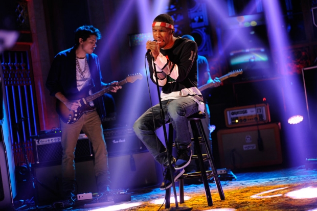 Frank Ocean performs on <i>Saturday Night Live</i> backed by John Mayer, September 2012 / Photo by  Dana Edelson/NBC