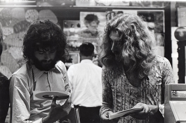 Jimmy Page and Robert Plant at Bleecker Bob's / Photo courtesy of Bleecker Bob's