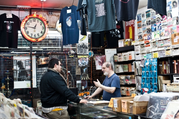 John DeSalvo speaking with a customer / Photo by Jolie Ruben