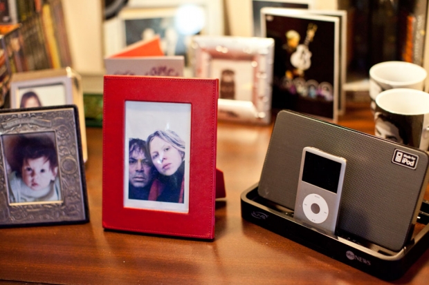 Family photos and J.K.'s iPod in Bob's room. Photo by Jolie Ruben