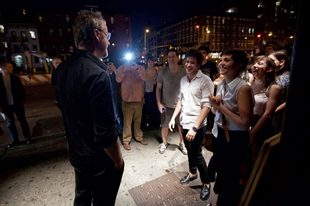 Matt Berninger greets fans outside of Mercury Lounge in Manhattan / Photo by David Andrako