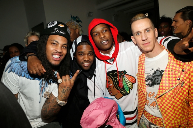 Waka Flocka Flame, A$AP Ferg, A$AP Rocky and Jeremy Scott at Scott's fall 2013 fashion show. / Photo by Getty Images 